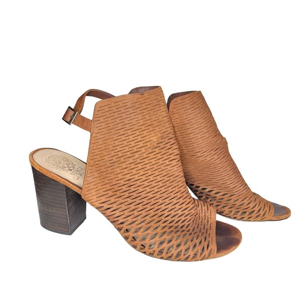 Vince Camuto size 11 Brown Open Toe Heeled Sandals With Cut-Out Design - Picture 4 of 9